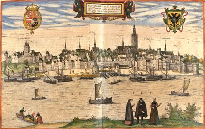 Vista de Nimegue (Noviomagium), Holanda (gravura de Franz Hogenberg