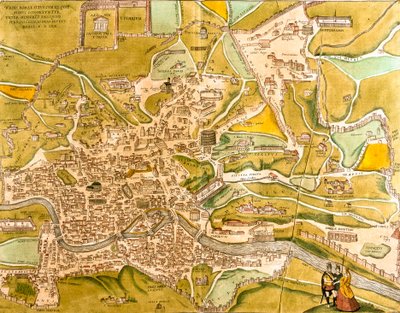 Vista de Roma (Romae), Itália (gravura de Franz Hogenberg