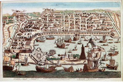 Vista da cidade de Messina na Sicília - Gravura de Franz Hogenberg (1535-1590) de "Civitatis Orbis Terranum" de Braun e Hogenberg - 1594 (Vista da cidade de Messina na Sicília - Gravura de Franz Hogenberg (1535-1590) de "Civitatis Hobis Terranum de Franz Hogenberg