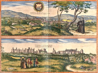 Vistas de Oxford (Oxonium) e Windsor (Vindesorium), Inglaterra (gravura de Franz Hogenberg