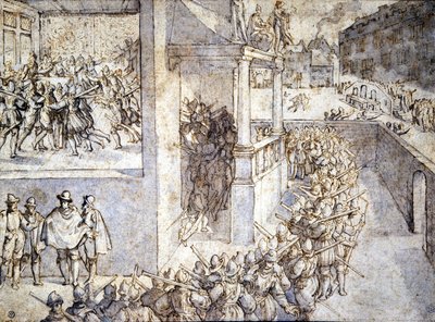 Guerra da Religião (Saint Barthelemy). Desenho de Hogenberg de Franz Hogenberg