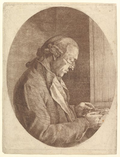 Retrato de um artista desenhando uma miniatura de retrato, 1799. de Franz Jakob Josef Ignatz von Predl