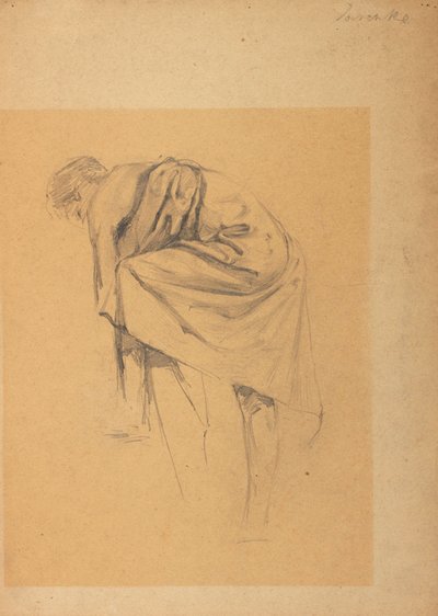 Estudo da figura de uma mulher curvada para a esquerda de Franz Jaschke
