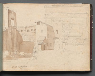 Álbum com Vistas de Roma e Arredores, Estudos Paisagísticos, página 11a: "Porta Maggiore" de Franz Johann Heinrich Nadorp