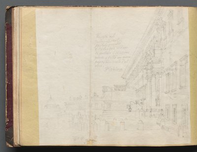 Álbum com Vistas de Roma e Arredores, Estudos Paisagísticos, página 15b: Vista da Arquitetura Romana. de Franz Johann Heinrich Nadorp