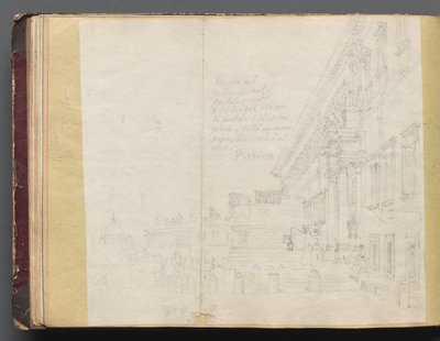 Álbum com Vistas de Roma e arredores, Estudos Paisagísticos, página 15b: Vista da Arquitetura Romana de Franz Johann Heinrich Nadorp