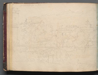 Álbum com vistas de Roma e arredores, estudos de paisagem, página 16b: vista romana de Franz Johann Heinrich Nadorp