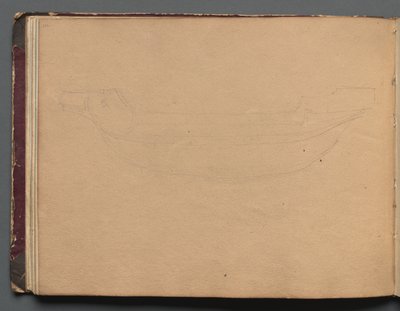 Álbum com Vistas de Roma e Arredores, Estudos Paisagísticos, página 19b: Esboço de um barco. de Franz Johann Heinrich Nadorp