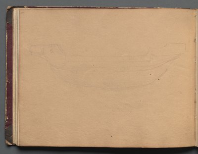 Álbum com vistas de Roma e arredores, Estudos de paisagem, página 19b: Esboço de um barco de Franz Johann Heinrich Nadorp