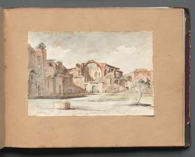 Álbum com vistas de Roma e arredores, Estudos de paisagem, página 22a: Terme di Diocleziano, Roma de Franz Johann Heinrich Nadorp