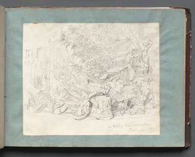 Álbum com vistas de Roma e arredores, Estudos de paisagem, página 24a: "In Villa Walkonsky" de Franz Johann Heinrich Nadorp