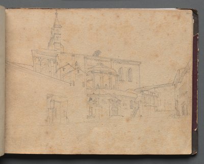 Álbum com Vistas de Roma e arredores, Estudos Paisagísticos, página 26a: Vista da Arquitetura Romana de Franz Johann Heinrich Nadorp