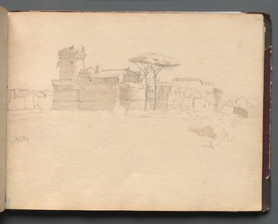 Álbum com vistas de Roma e arredores, Estudos de paisagem, página 28a: Ostia . de Franz Johann Heinrich Nadorp
