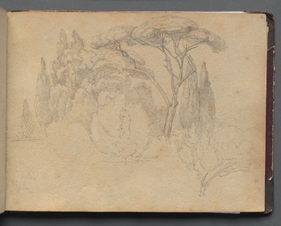 Álbum com vistas de Roma e arredores, Estudos de paisagem, página 29a: Estudo de paisagem. de Franz Johann Heinrich Nadorp
