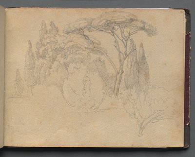 Álbum com vistas de Roma e arredores, Estudos de paisagem, página 29a: Estudo de paisagem de Franz Johann Heinrich Nadorp