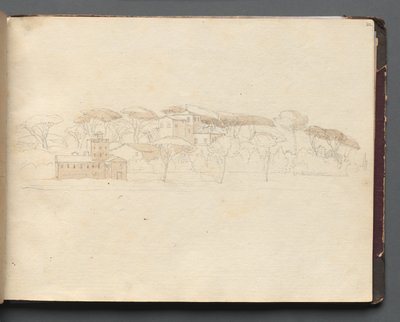 Álbum com Vistas de Roma e Arredores, Estudos Paisagísticos, página 30a: Vista Panorâmica Romana de Franz Johann Heinrich Nadorp
