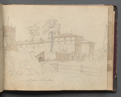 Álbum com vistas de Roma e arredores, estudos de paisagem, página 38a: :St. Giovanni e Paulo.... de Franz Johann Heinrich Nadorp