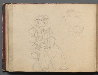 Álbum com vistas de Roma e arredores, estudos de paisagem, página 38b: estudo de figura de Franz Johann Heinrich Nadorp