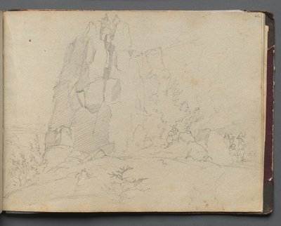 Álbum com vistas de Roma e arredores, Estudos de paisagem, página 45a: Paisagem rochosa de Franz Johann Heinrich Nadorp
