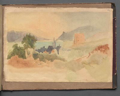 Álbum com Vistas de Roma e Arredores, Estudos da Paisagem, página 54a: Paisagem Romana. de Franz Johann Heinrich Nadorp