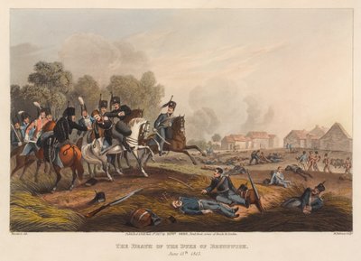 A Morte do Duque de Brunswick, 15 de junho [sic] 1815. (imprimir) de Franz Joseph (after) Manskirch
