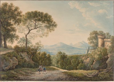 Vista de Tivoli através do Vale do Tibre ao pôr do sol de Franz Kaisermann