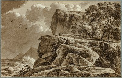 Paisagem costeira com aproximação de tempestade de Franz Kobell