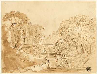 Paisagem com ponte e ruínas de Franz Kobell