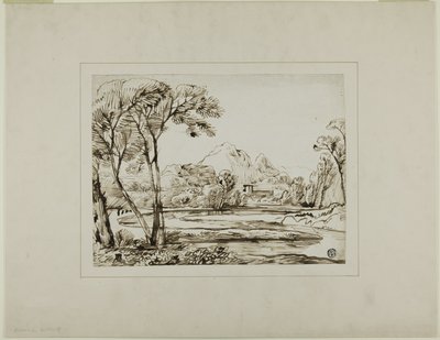 Paisagem com rio e colinas distantes de Franz Kobell