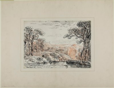 Paisagem com rio e colinas distantes de Franz Kobell