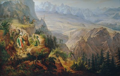 Imperador Maximiliano I (?) sobre a caça ao ibex de Franz Krammer