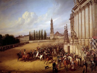 Desfile em Postdam. Pintura de Franz Kruger (1797-1857) ec all. de Franz Krüger
