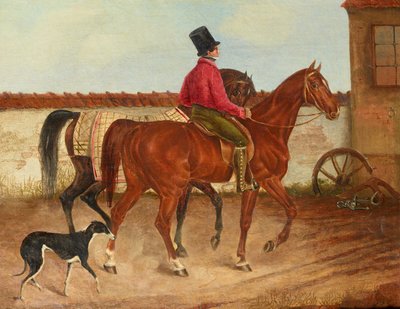 Cavaleiro que conduz um cavalo e cão (segundo Franz Krüger) de Franz Krüger