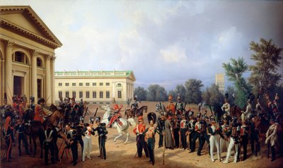A Guarda Imperial Russa em Tsarskoye Selo em 1832, 1841. de Franz Krüger