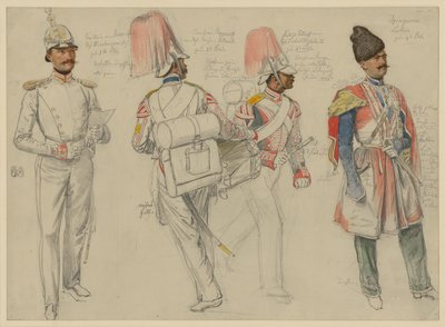 de Kossacowski, capitão do Regimento Preobraschenski; Steppanoff, tambor do Regimento do Imperador da Áustria; Petroff, flautista do Regimento Frederico Guilherme III; Dgingosow, de Leski de Franz Krüger