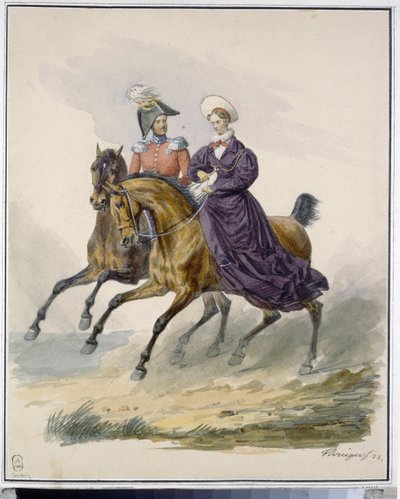 Imperador Nicholas I (1796-1855) e a Imperatriz Alexandra Fedorovna (nascida Charlotte da Prússia) de Franz Krüger