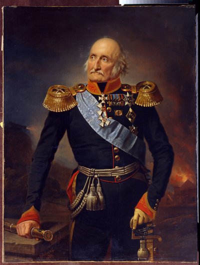 Portrait du marechal comte Louis Adolphe Pierre zu Sayn Wittgenstein (1769-1843). (Retrato do Marechal de Campo Conde Ludwig Adolf Peter de Sayn Wittgenstein Ludwigsburg). Peinture de Franz Kruger (1797-1857), huile sur toile de Franz Krüger