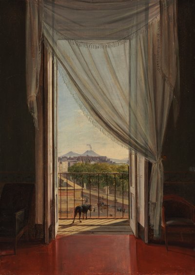 Uma vista de Nápoles através de uma janela, 1824. de Franz Ludwig Catel