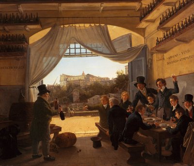 Alemão: Kronprinz Ludwig in der Spanischen Weinschänke zu Rom Príncipe herdeiro Ludwig na taberna de vinhos espanhóis em Roma de Franz Ludwig Catel