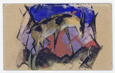 Antílope (também: íbex) (postal para Else Lasker-Schüler) de Franz Marc