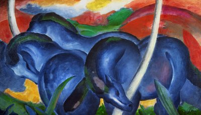 Grandes cavalos azuis de Franz Marc (1880-1916), óleo sobre tela de Franz Marc
