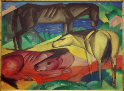 Três cavalos II de Franz Marc