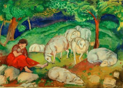 Pastora com ovelhas de Franz Marc