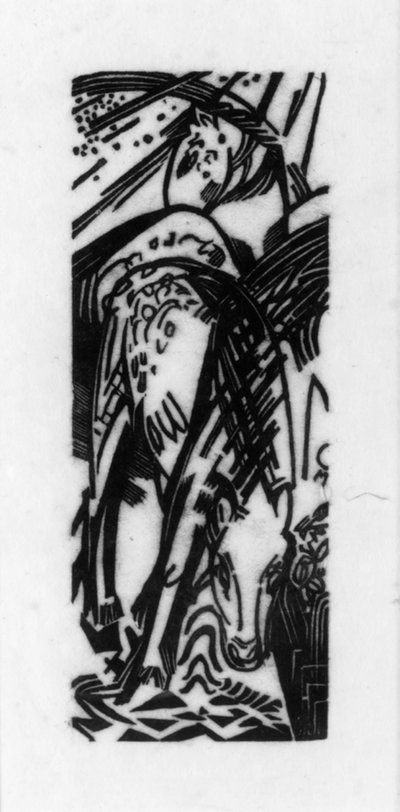 Cavalo bebendo de Franz Marc