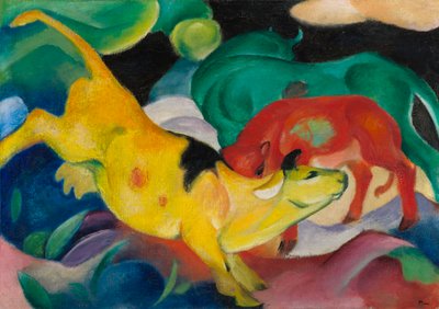 Vacas, vermelho, verde, amarelo de Franz Marc