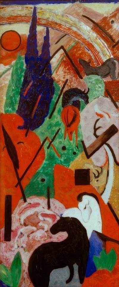 Paisagem com animais e arco-íris de Franz Marc