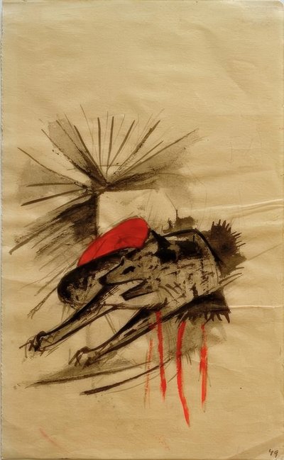 Hiena deitada (lobo mentiroso) de Franz Marc