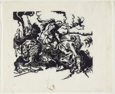 Caça ao leão depois de Delacroix de Franz Marc
