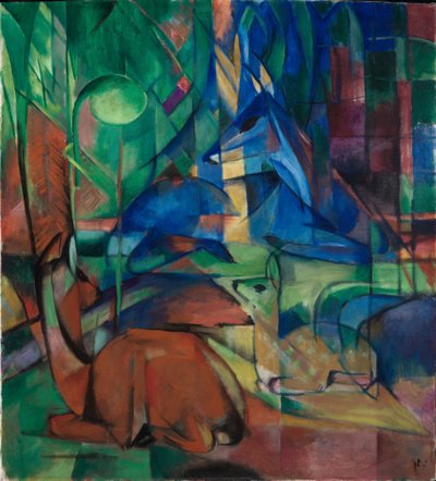 Corços na floresta II de Franz Marc