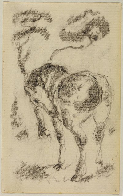 Cavalo em pé com árvores de Franz Marc